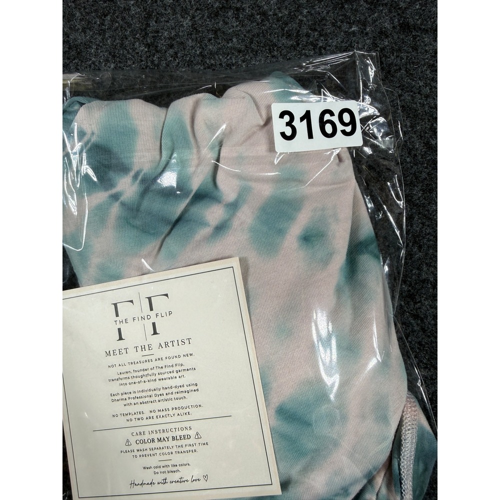 Lululemon All Sport Tie Front Shirt Size 6 CUSTOM Tie Dye Teal Cotton OOAK Yoga - Picture 7 of 7